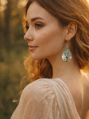 Hand Painted Resin Tree Earrings